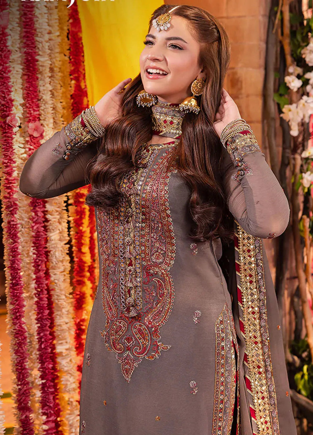 Jag Mag By Asim Jofa Embroidered Chiffon Suit Unstitched 3 Piece AJ24J AJMJ-19 - Festive Collection