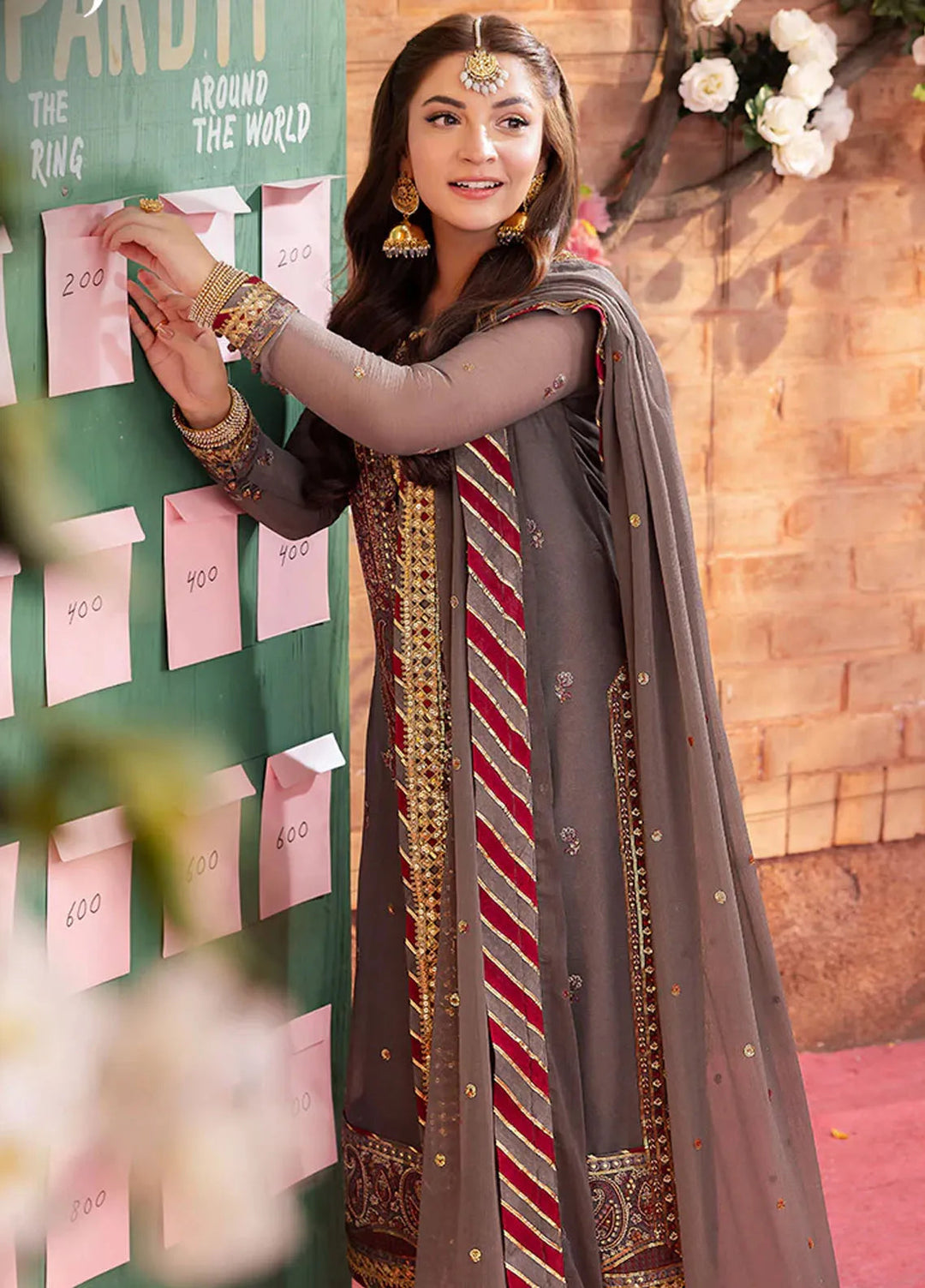 Jag Mag By Asim Jofa Embroidered Chiffon Suit Unstitched 3 Piece AJ24J AJMJ-19 - Festive Collection