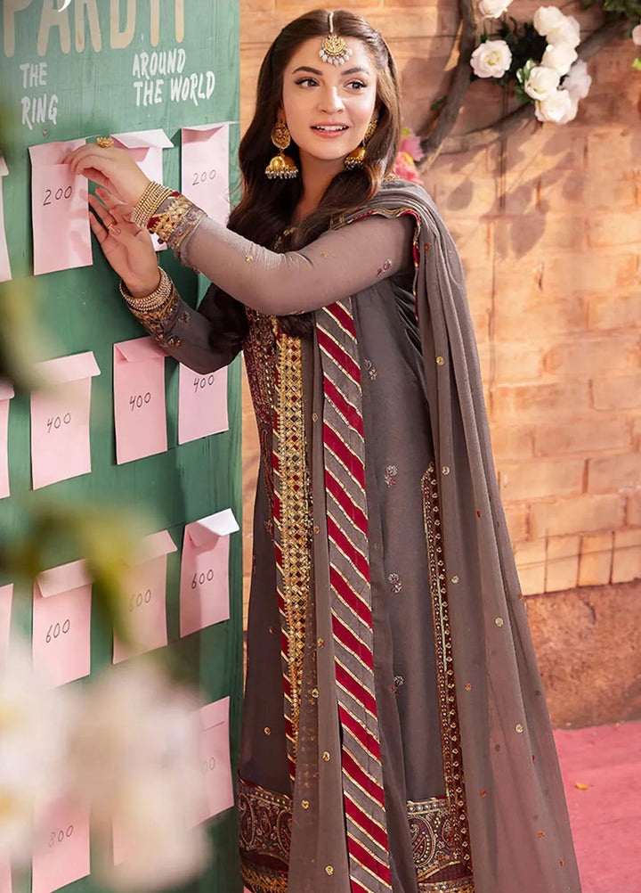 Jag Mag By Asim Jofa Embroidered Chiffon Suit Unstitched 3 Piece AJ24J AJMJ-19 - Festive Collection