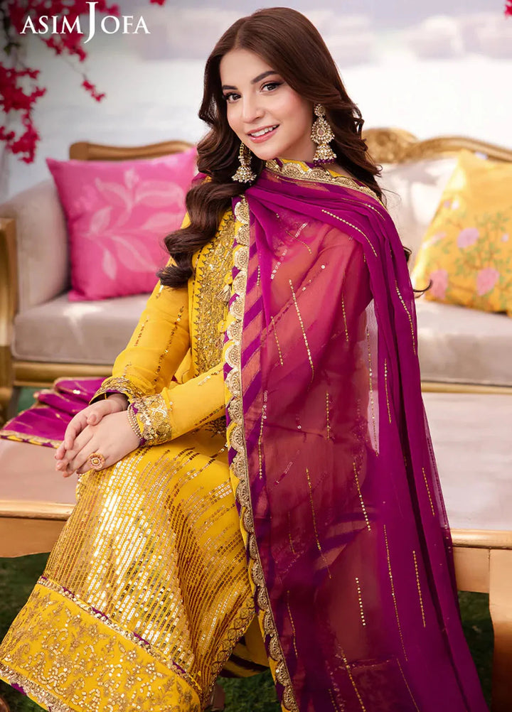 Jag Mag By Asim Jofa Embroidered Chiffon Suit Unstitched 3 Piece AJ24J AJMJ-20 - Festive Collection