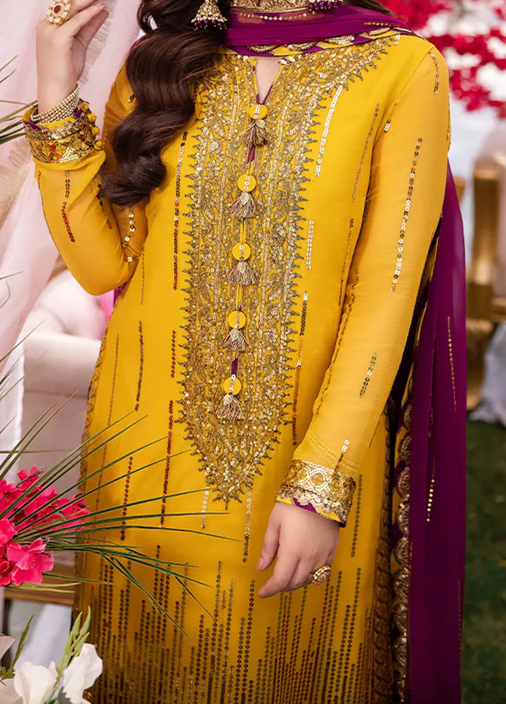 Jag Mag By Asim Jofa Embroidered Chiffon Suit Unstitched 3 Piece AJ24J AJMJ-20 - Festive Collection