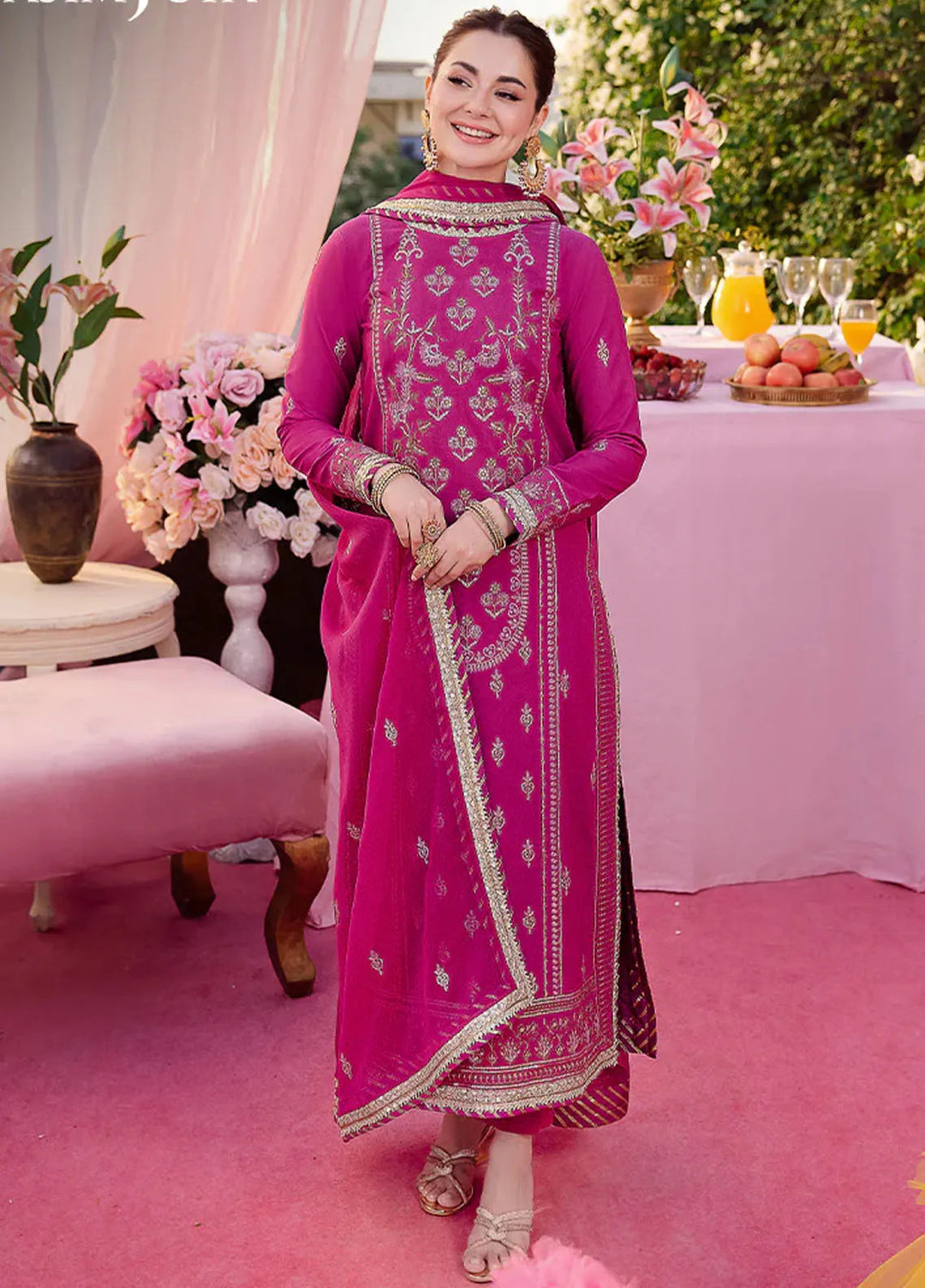 Jag Mag By Asim Jofa Embroidered Lawn Suit Unstitched 3 Piece AJ24J AJMJ-21 - Festive Collection