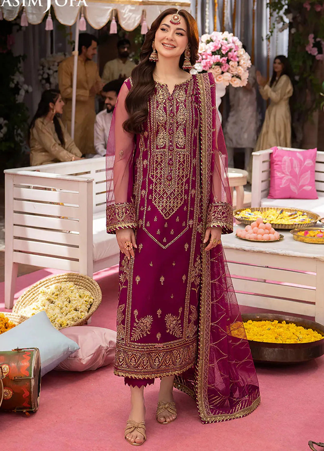Jag Mag By Asim Jofa Embroidered Net Suit Unstitched 3 Piece AJ24J AJMJ-09 - Festive Collection