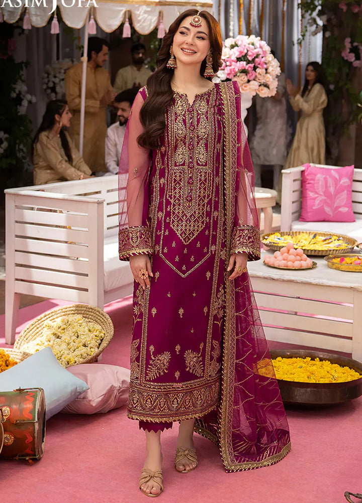 Jag Mag By Asim Jofa Embroidered Net Suit Unstitched 3 Piece AJ24J AJMJ-09 - Festive Collection