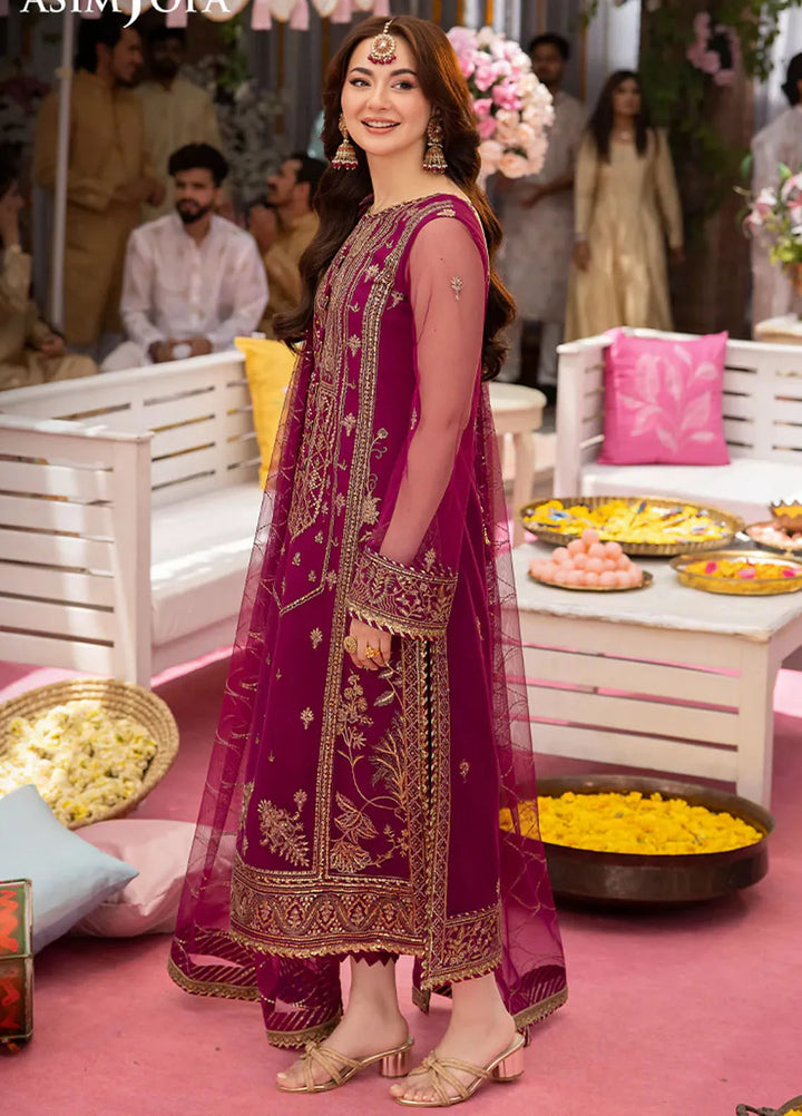 Jag Mag By Asim Jofa Embroidered Net Suit Unstitched 3 Piece AJ24J AJMJ-09 - Festive Collection