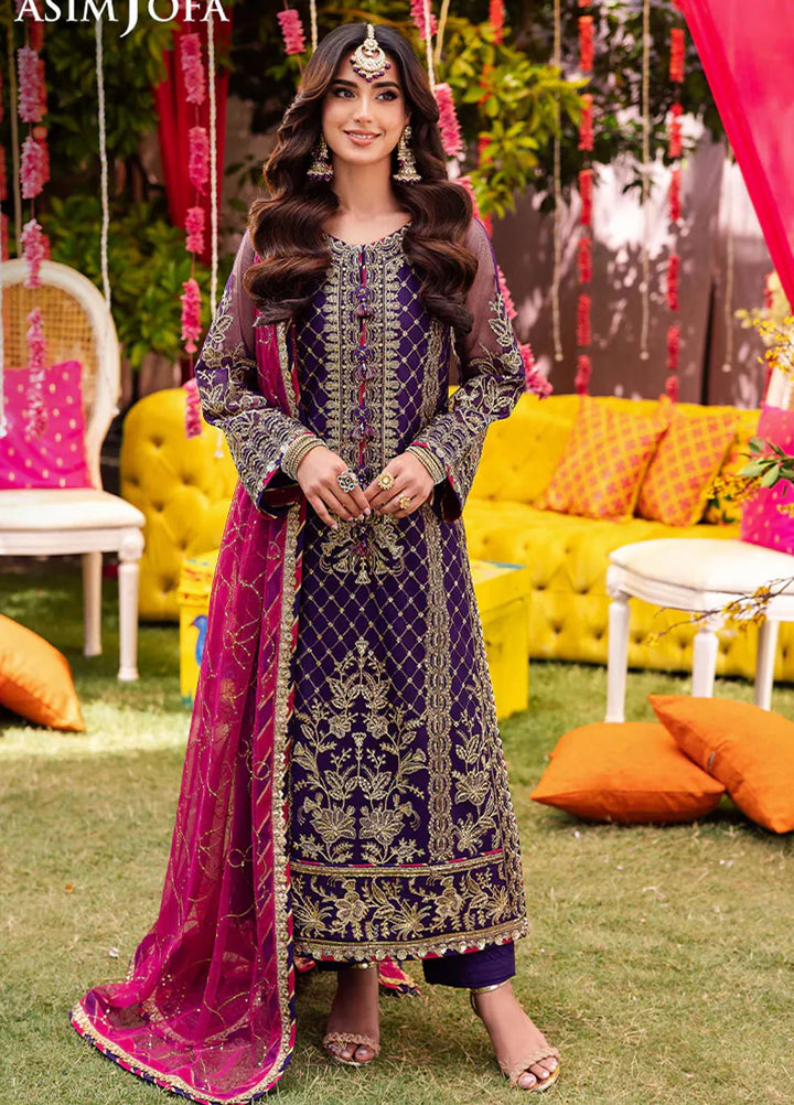 Jag Mag By Asim Jofa Embroidered Net Suit Unstitched 3 Piece AJ24J AJMJ-14 - Festive Collection