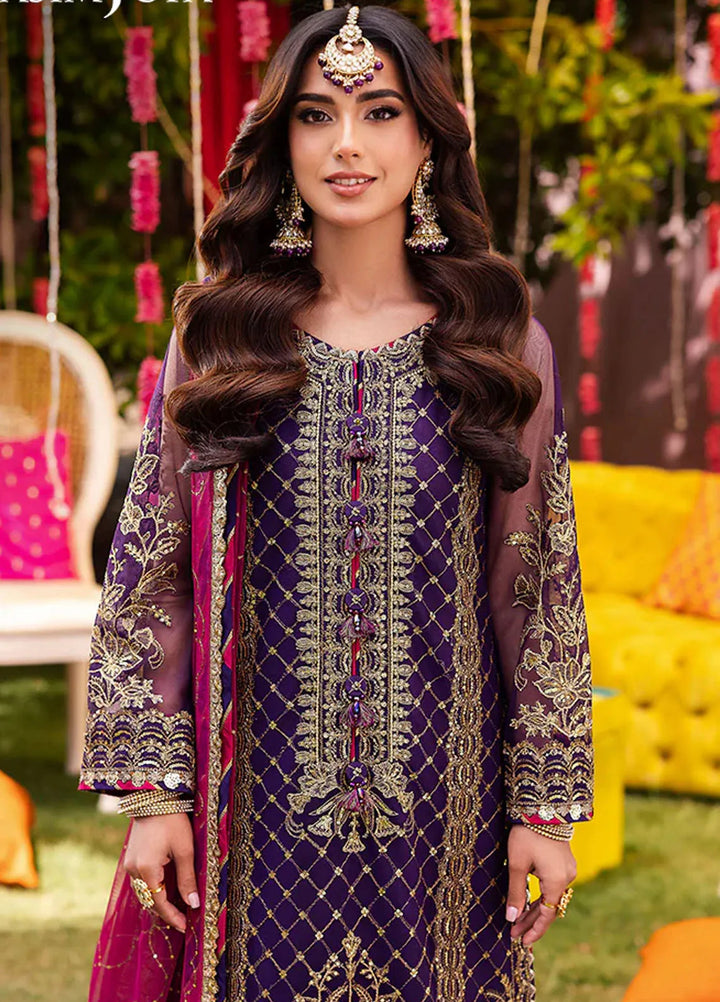 Jag Mag By Asim Jofa Embroidered Net Suit Unstitched 3 Piece AJ24J AJMJ-14 - Festive Collection