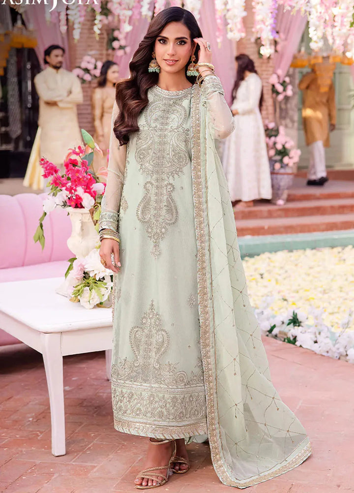 Jag Mag By Asim Jofa Embroidered Net Suit Unstitched 3 Piece AJ24J AJMJ-18 - Festive Collection