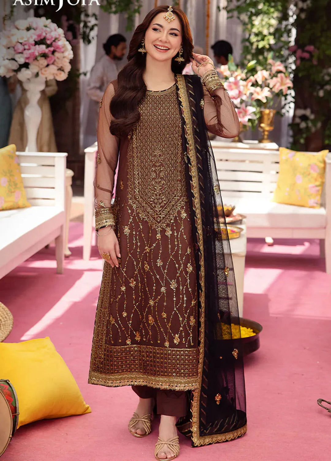 Jag Mag By Asim Jofa Embroidered Net Suit Unstitched 3 Piece AJ24J AJMJ-24 - Festive Collection