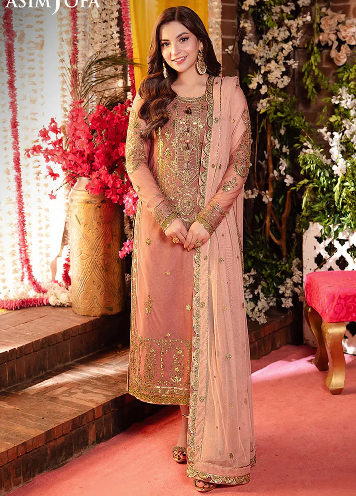 Jag Mag By Asim Jofa Embroidered Net Suit Unstitched 3 Piece AJ24J AJMJ-25 - Festive Collection