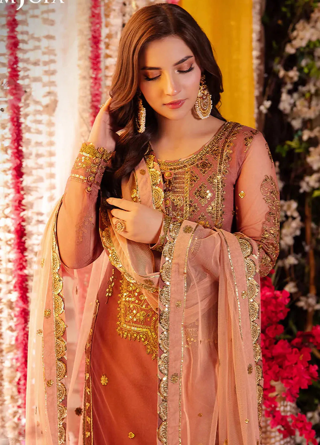 Jag Mag By Asim Jofa Embroidered Net Suit Unstitched 3 Piece AJ24J AJMJ-25 - Festive Collection