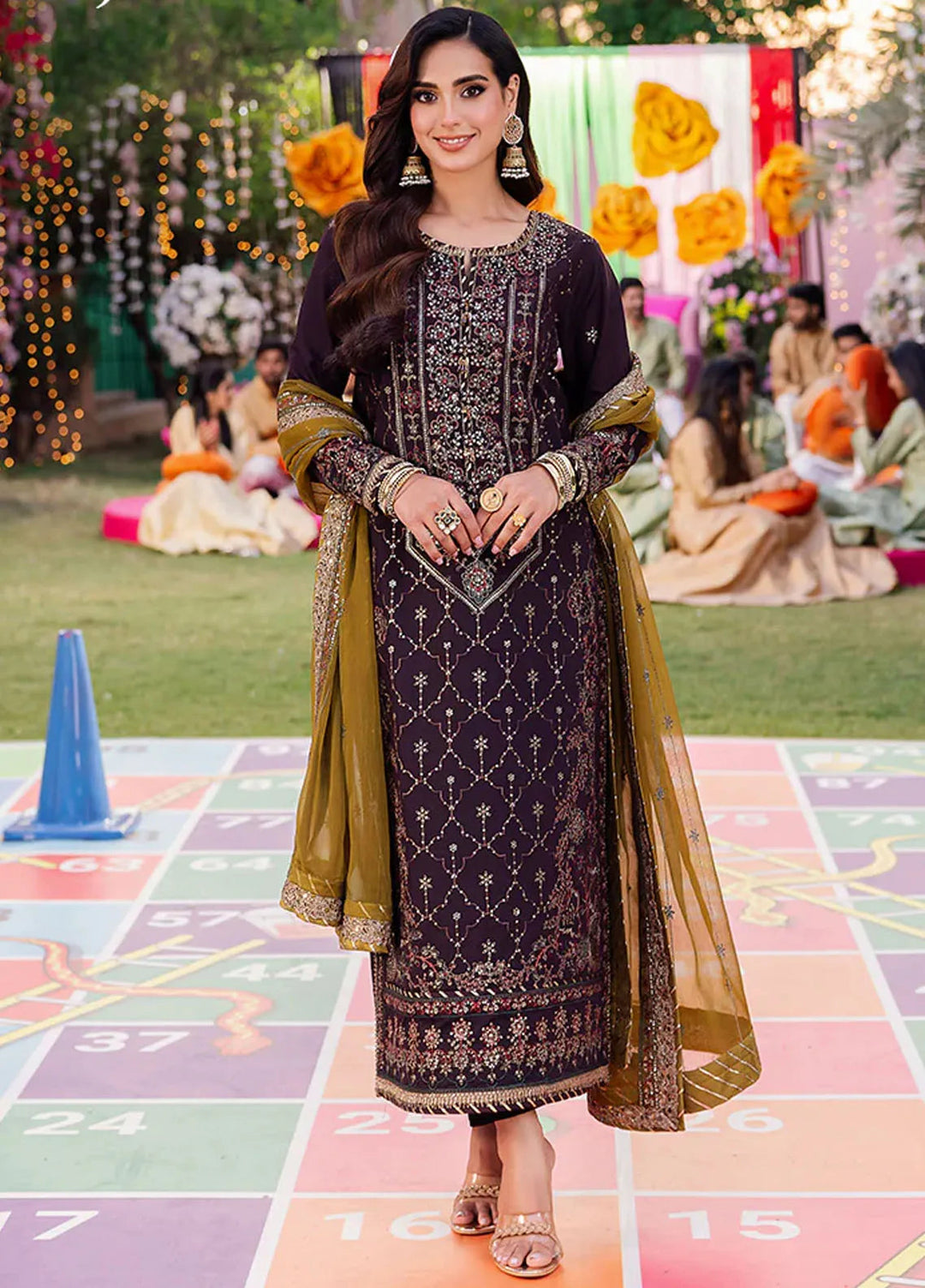 Jag Mag By Asim Jofa Embroidered Paper Cotton Suit Unstitched 3 Piece AJ24J AJMJ-11 - Festive Collection