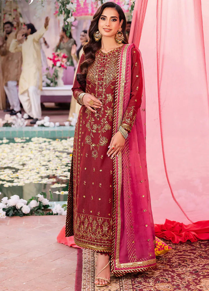 Jag Mag By Asim Jofa Embroidered Paper Cotton Suit Unstitched 3 Piece AJ24J AJMJ-22 - Festive Collection