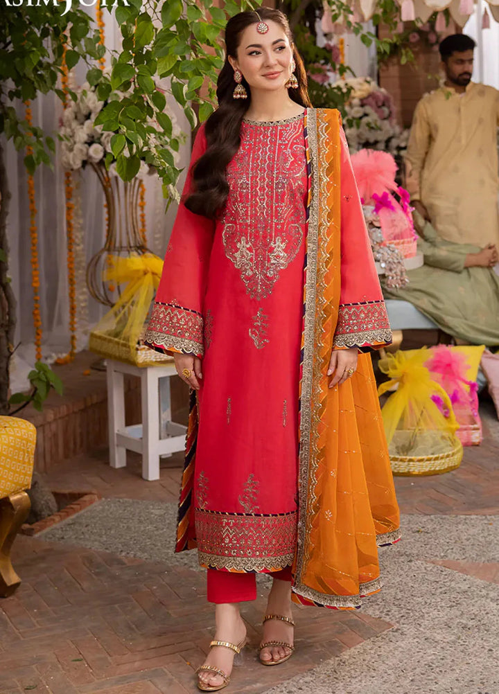 Jag Mag By Asim Jofa Embroidered Paper Cotton Suit Unstitched 3 Piece AJ24J AJMJ-29 - Festive Collection