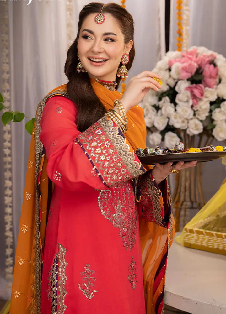 Jag Mag By Asim Jofa Embroidered Paper Cotton Suit Unstitched 3 Piece AJ24J AJMJ-29 - Festive Collection