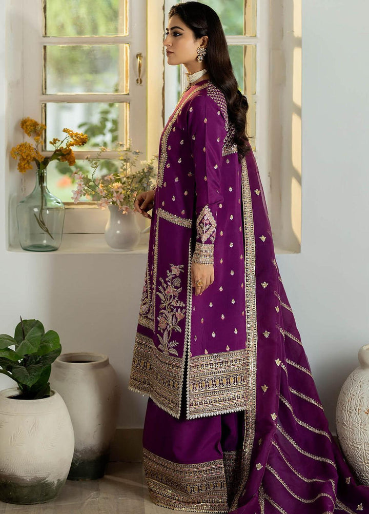 Jahaan Ara By Serene Premium Embroidered Raw Silk Suits Unstitched 3 Piece SP23JA SRS-02 Nazakat - Luxury Collection