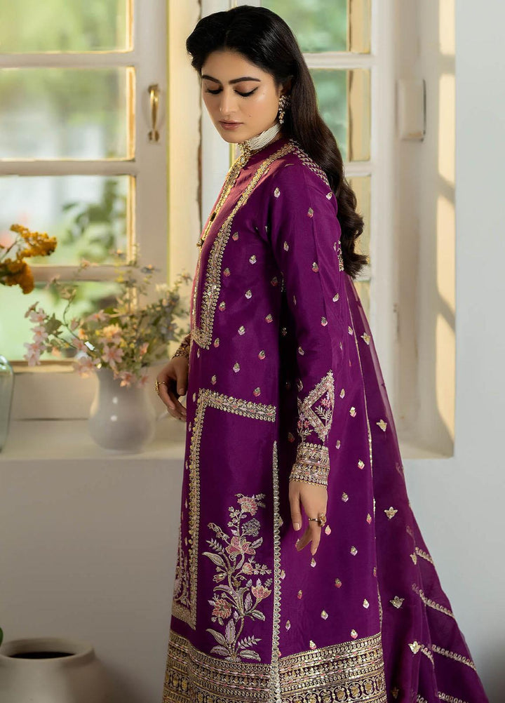 Jahaan Ara By Serene Premium Embroidered Raw Silk Suits Unstitched 3 Piece SP23JA SRS-02 Nazakat - Luxury Collection