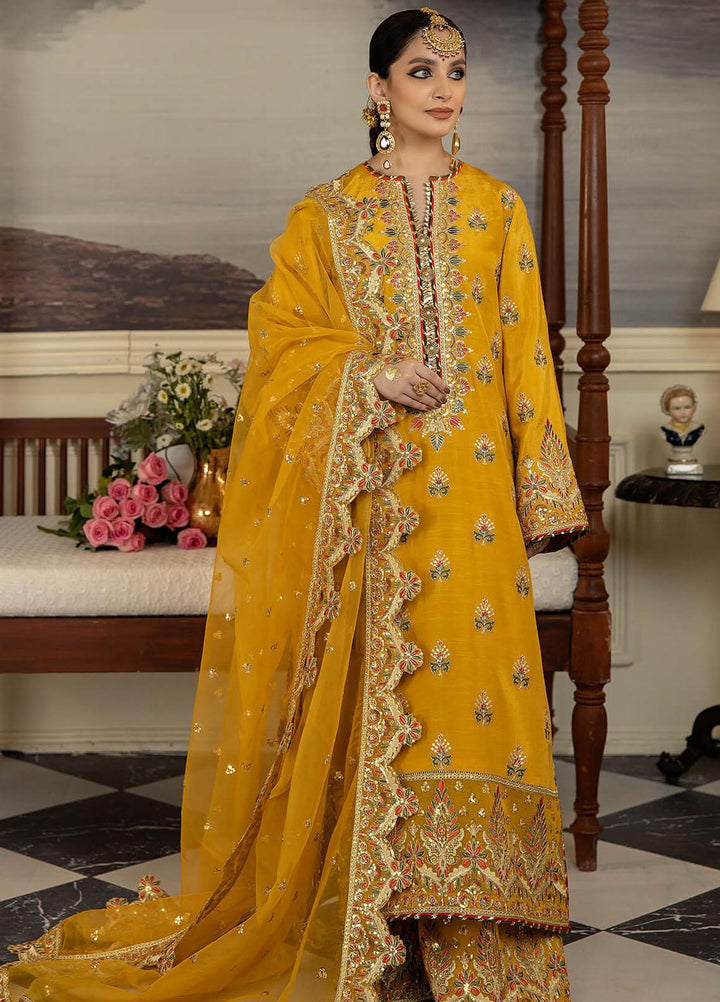 Jahaan Ara By Serene Premium Embroidered Raw Silk Suits Unstitched 3 Piece SP23JA SRS-04 Noor Ul Sabah - Luxury Collection