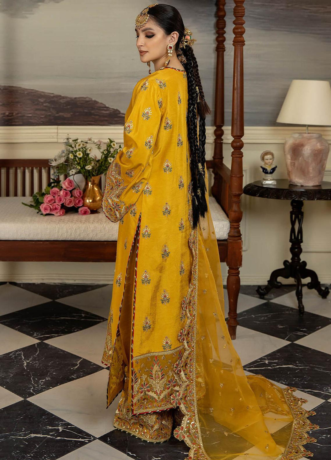 Jahaan Ara By Serene Premium Embroidered Raw Silk Suits Unstitched 3 Piece SP23JA SRS-04 Noor Ul Sabah - Luxury Collection