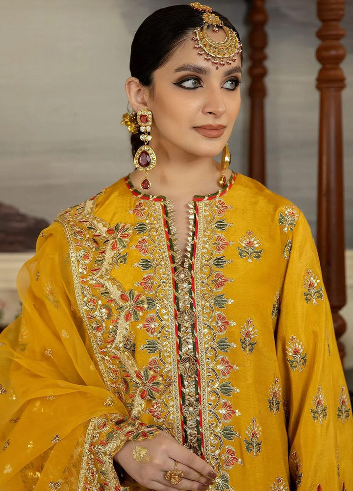 Jahaan Ara By Serene Premium Embroidered Raw Silk Suits Unstitched 3 Piece SP23JA SRS-04 Noor Ul Sabah - Luxury Collection