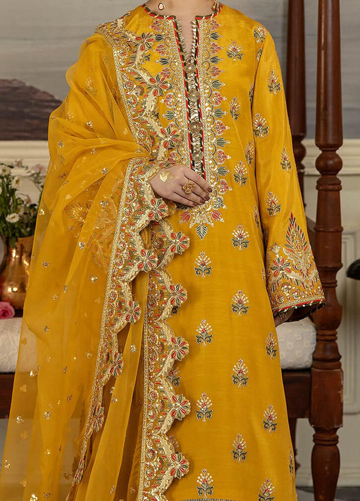 Jahaan Ara By Serene Premium Embroidered Raw Silk Suits Unstitched 3 Piece SP23JA SRS-04 Noor Ul Sabah - Luxury Collection