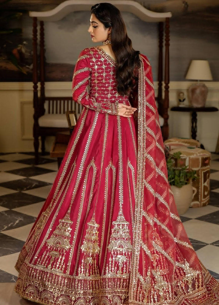 Jahaan Ara By Serene Premium Embroidered Raw Silk Suits Unstitched 3 Piece SP23JA SRS-06 Surkh Roo - Luxury Collection