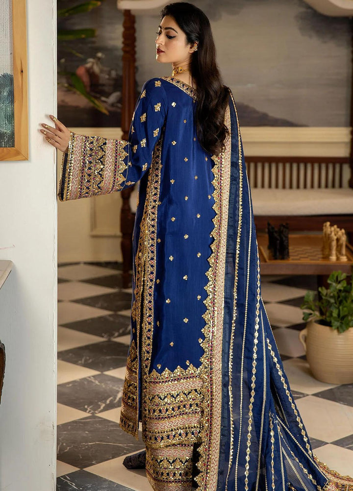 Jahaan Ara By Serene Premium Embroidered Raw Silk Suits Unstitched 3 Piece SP23JA SRS-07 Maahru - Luxury Collection