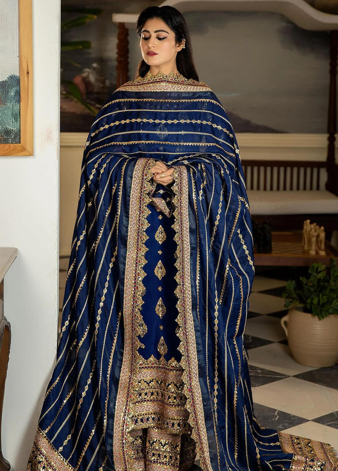 Jahaan Ara By Serene Premium Embroidered Raw Silk Suits Unstitched 3 Piece SP23JA SRS-07 Maahru - Luxury Collection