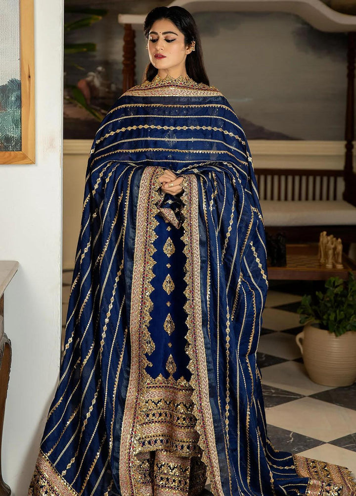 Jahaan Ara By Serene Premium Embroidered Raw Silk Suits Unstitched 3 Piece SP23JA SRS-07 Maahru - Luxury Collection