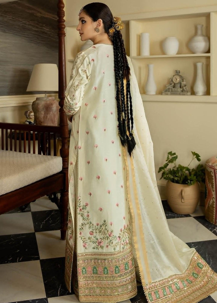 Jahaan Ara By Serene Premium Embroidered Raw Silk Suits Unstitched 3 Piece SP23JA SRS-09 Seher - Luxury Collection
