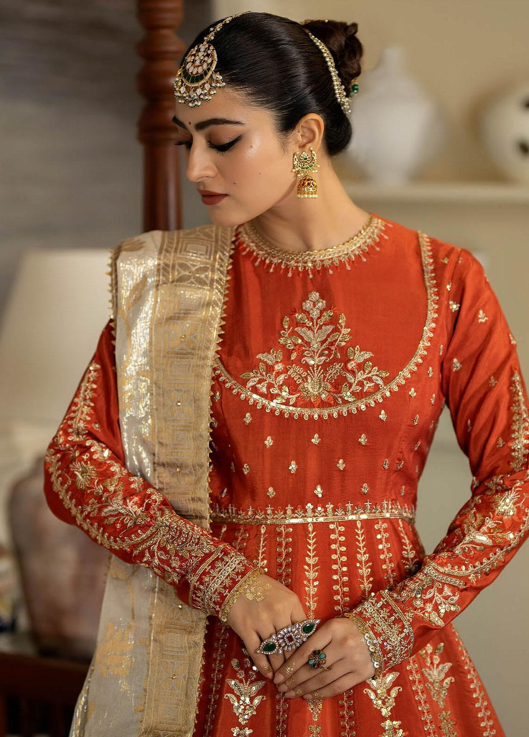 Jahaan Ara By Serene Premium Embroidered Raw Silk Suits Unstitched 3 Piece SP23JA SRS-10 Gauhar - Luxury Collection