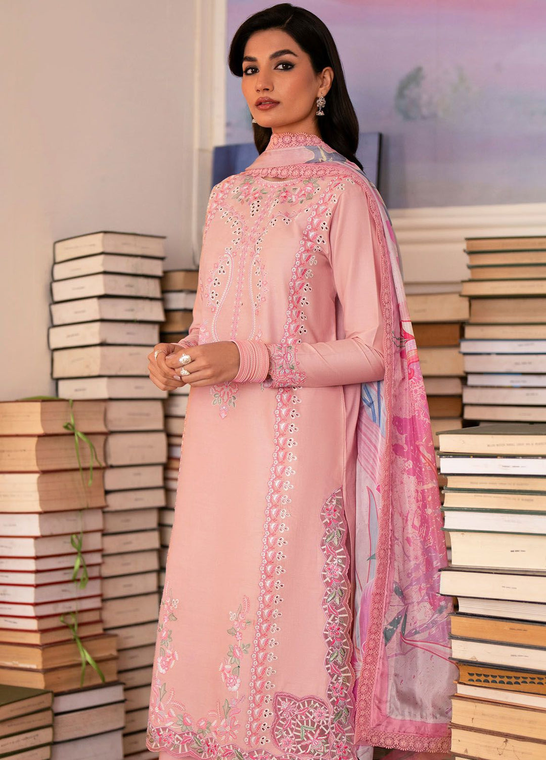Jahaan by Seran Embroidered Lawn Suits Unstitched 3 Piece SRN24J D-01 Rafya - Summer Collection