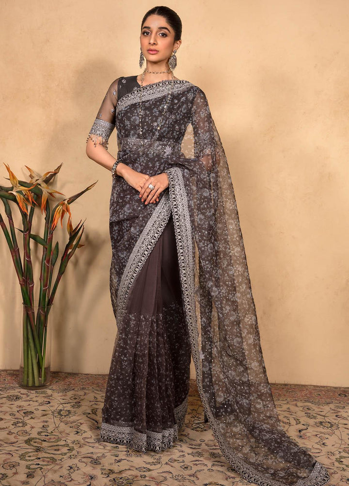 Jahan Aara By Nayab Embroidered   Unstitched Saree NB23JA NS-002 JAIPUR - Premium Collection