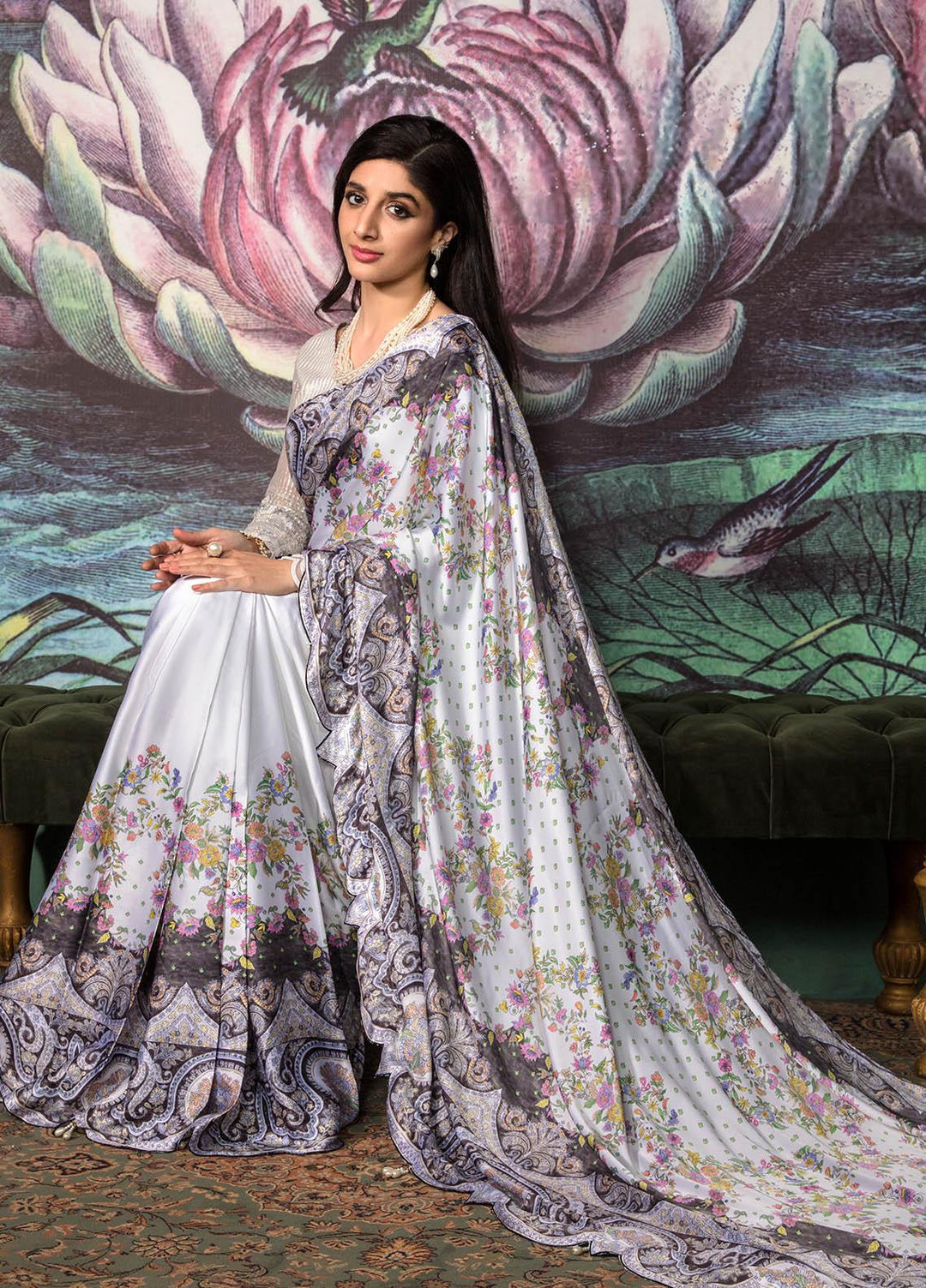 Jahan Aara By Nayab Embroidered   Unstitched Saree NB23JA NS-003 MEHKA - Premium Collection