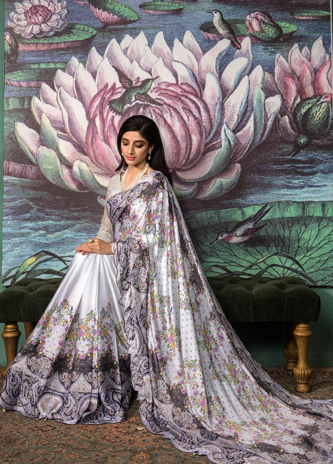 Jahan Aara By Nayab Embroidered   Unstitched Saree NB23JA NS-003 MEHKA - Premium Collection