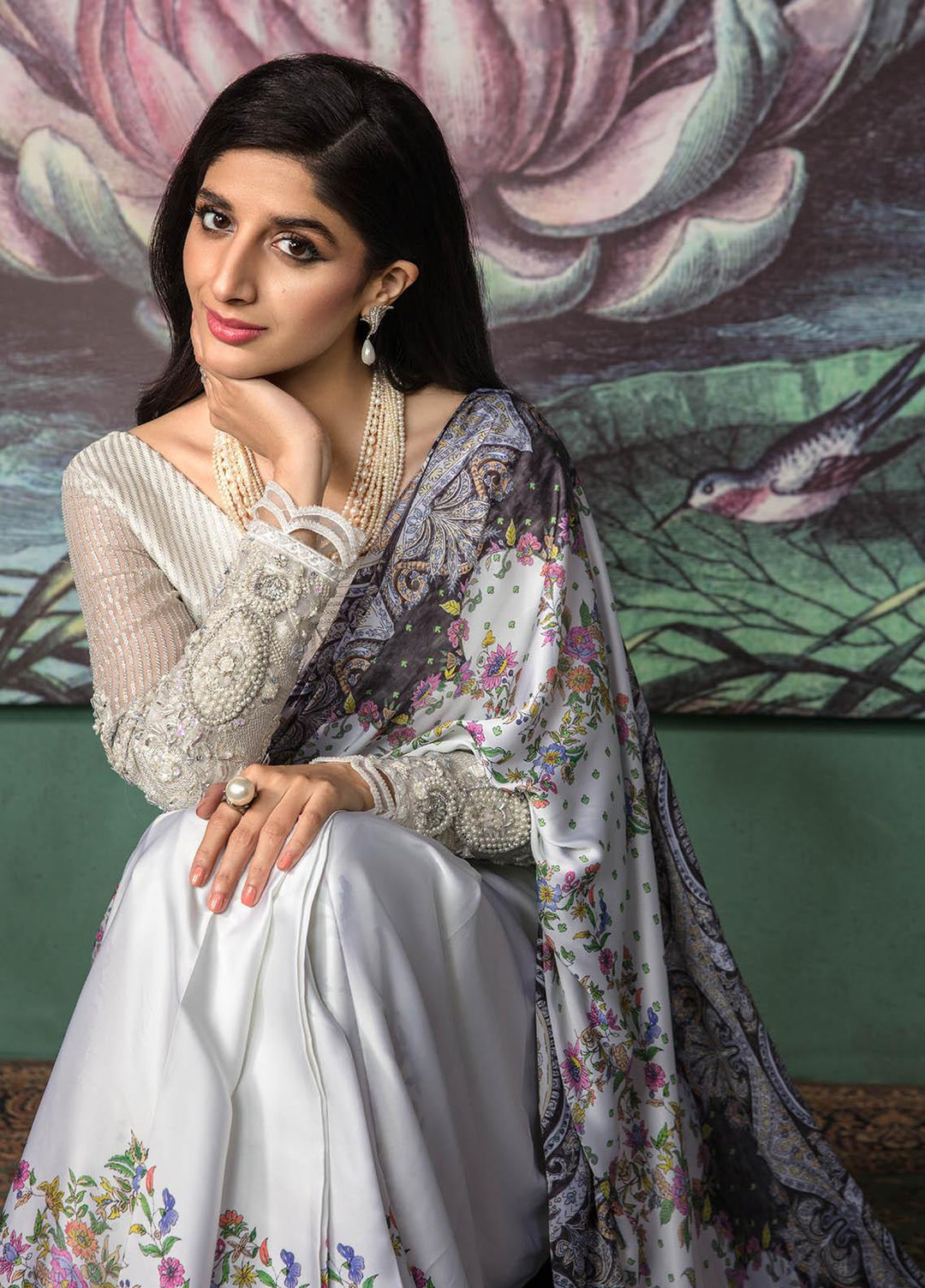 Jahan Aara By Nayab Embroidered   Unstitched Saree NB23JA NS-003 MEHKA - Premium Collection