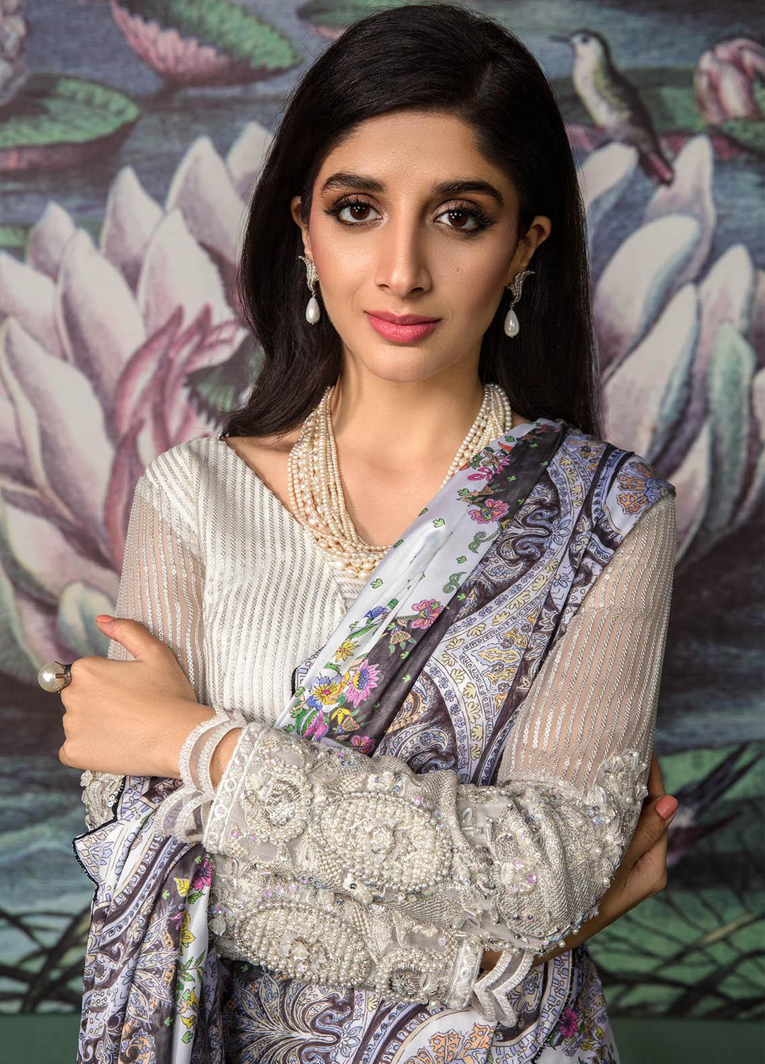 Jahan Aara By Nayab Embroidered   Unstitched Saree NB23JA NS-003 MEHKA - Premium Collection