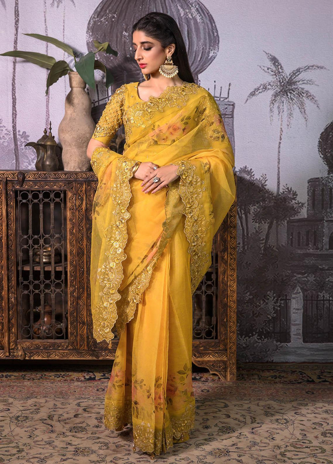 Jahan Aara By Nayab Embroidered   Unstitched Saree NB23JA NS-004 Kayseriya - Premium Collection
