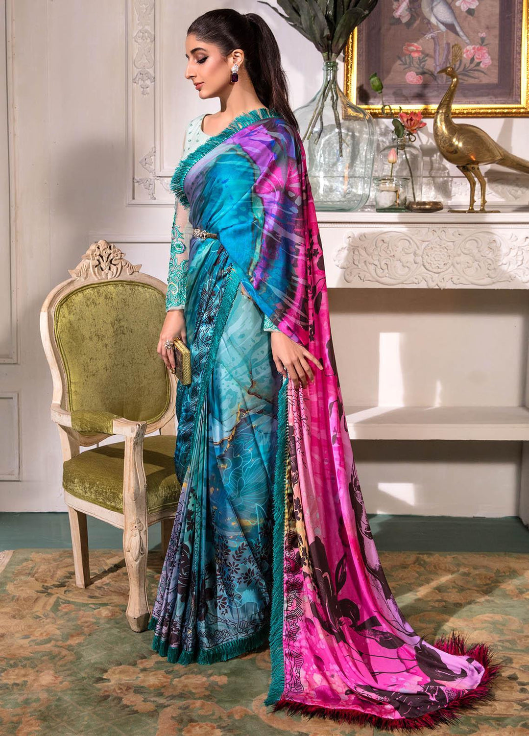 Jahan Aara By Nayab Embroidered   Unstitched Saree NB23JA NS-008 AYRA - Premium Collection