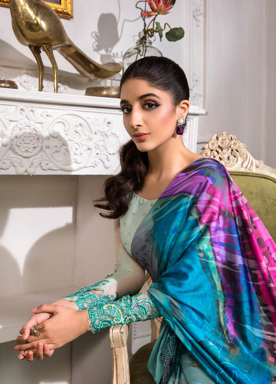 Jahan Aara By Nayab Embroidered   Unstitched Saree NB23JA NS-008 AYRA - Premium Collection