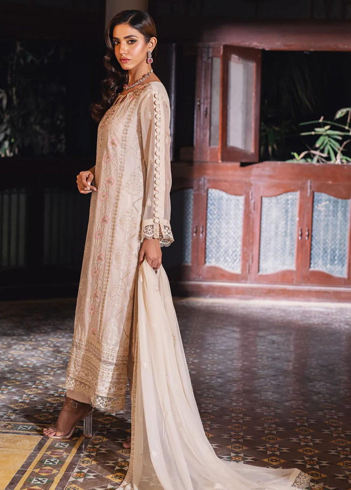 Jahan Ara By Shamooz Embroidered Chiffon Suits Unstitched 4 Piece SHM24JA SU-085 Light Fawn - Festive Collection
