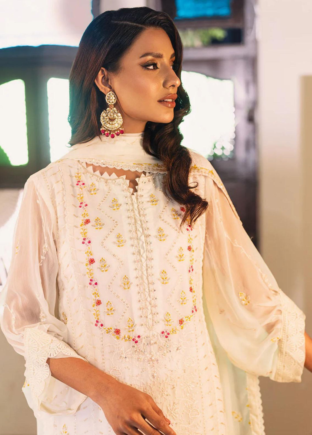 Jahan Ara By Shamooz Embroidered Chiffon Suits Unstitched 4 Piece SHM24JA SU-087 Charisma - Festive Collection