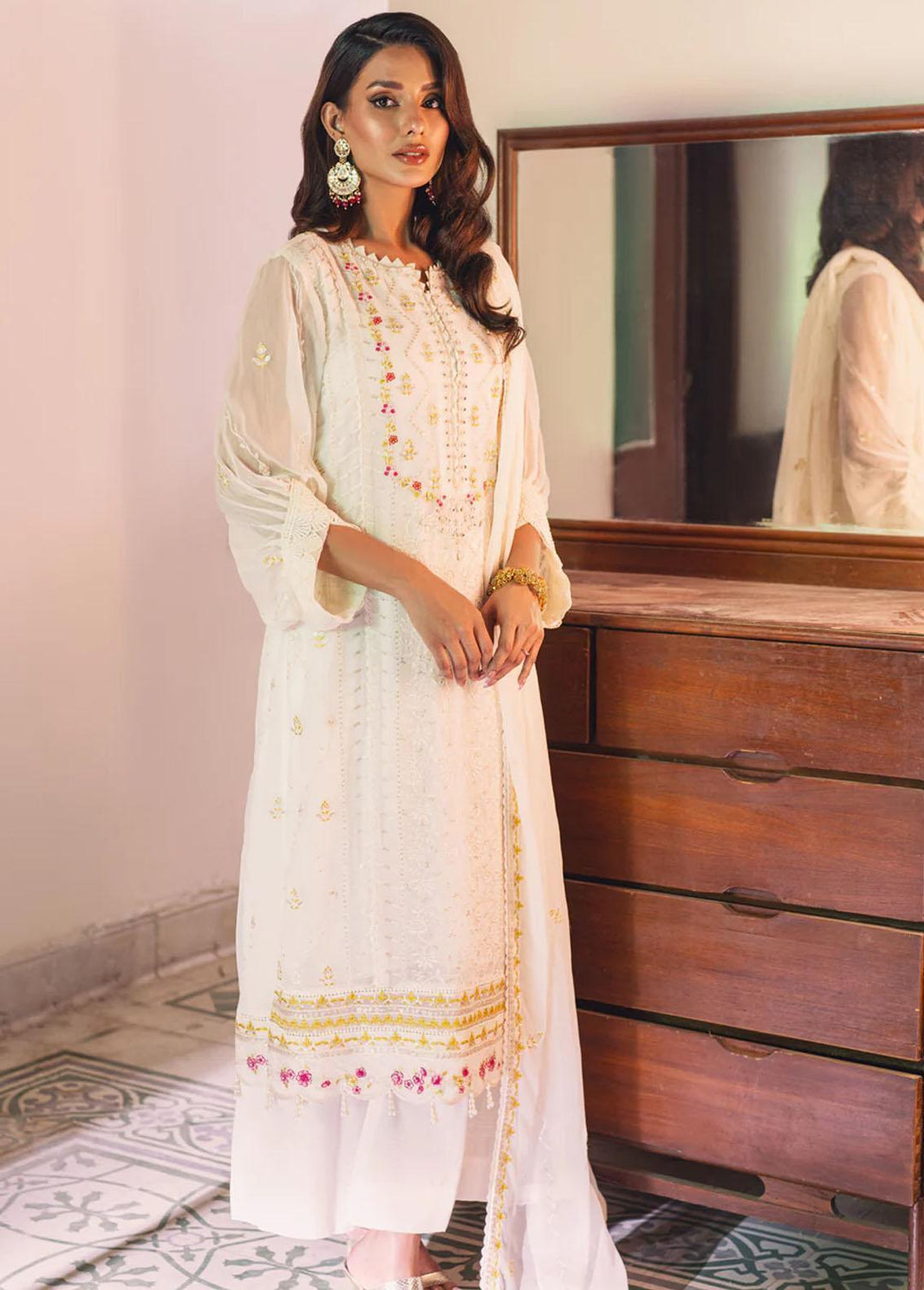 Jahan Ara By Shamooz Embroidered Chiffon Suits Unstitched 4 Piece SHM24JA SU-087 Charisma - Festive Collection