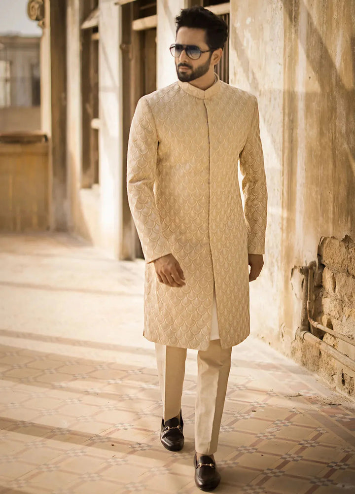Jahan By Erum Khan Embroidered Men Organza Suit Unstitched 3 Piece EK24JV2 Mirza - Formals Collection