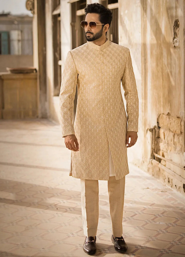 Jahan By Erum Khan Embroidered Men Organza Suit Unstitched 3 Piece EK24JV2 Mirza - Formals Collection