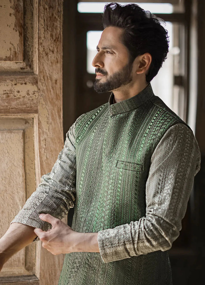 Jahan By Erum Khan Embroidered Men Organza Suit Unstitched 3 Piece EK24JV2 Sardar - Formals Collection
