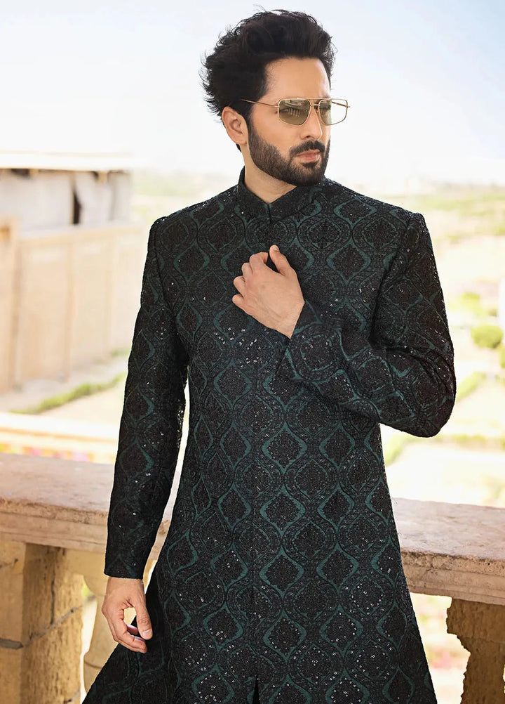 Jahan By Erum Khan Embroidered Men Raw Silk Suit Unstitched 3 Piece EK24JV2 Majnu - Formals Collection