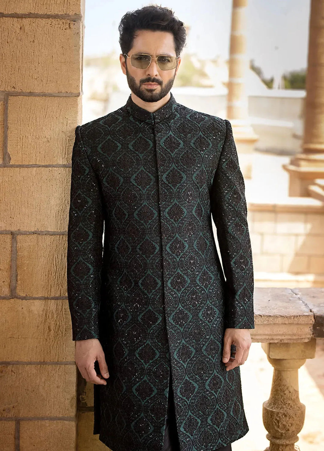 Jahan By Erum Khan Embroidered Men Raw Silk Suit Unstitched 3 Piece EK24JV2 Majnu - Formals Collection