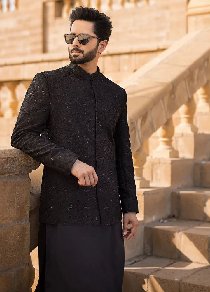 Jahan By Erum Khan Embroidered Men Raw Silk Suit Unstitched 3 Piece EK24JV2 Meer - Formals Collection