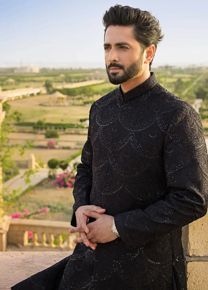 Jahan By Erum Khan Embroidered Men Raw Silk Suit Unstitched 3 Piece EK24JV2 Sultan - Formals Collection